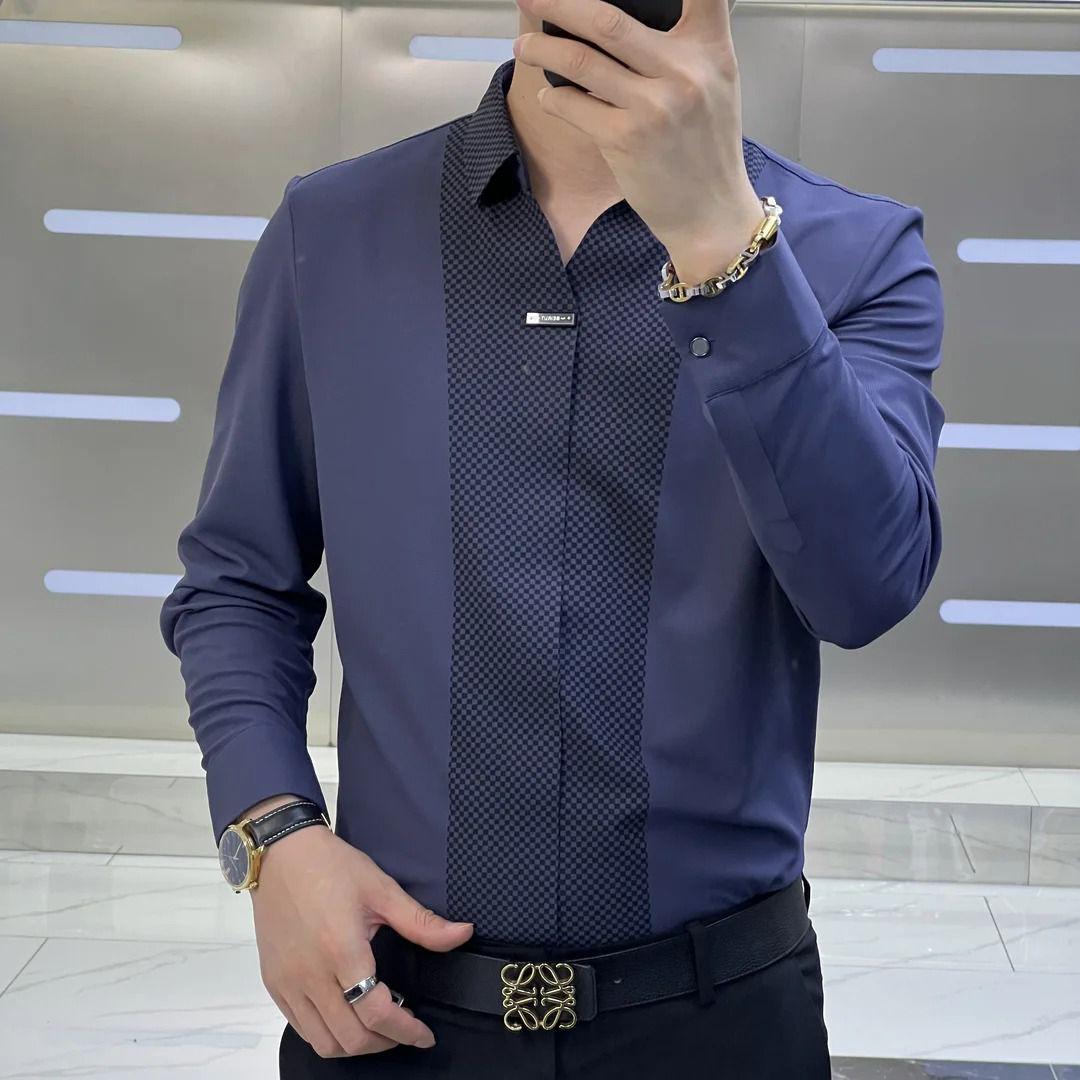 Mosaic Placket Satin Shirt