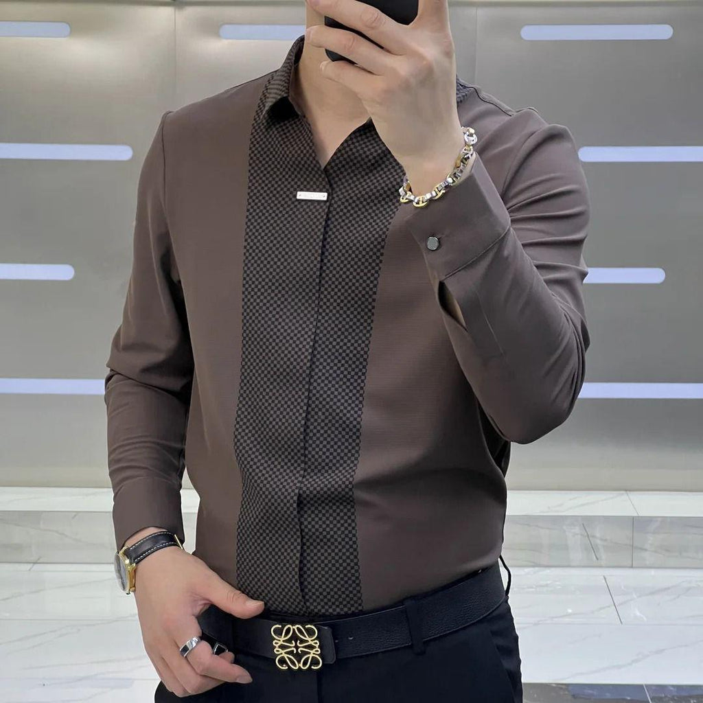 Mosaic Placket Satin Shirt