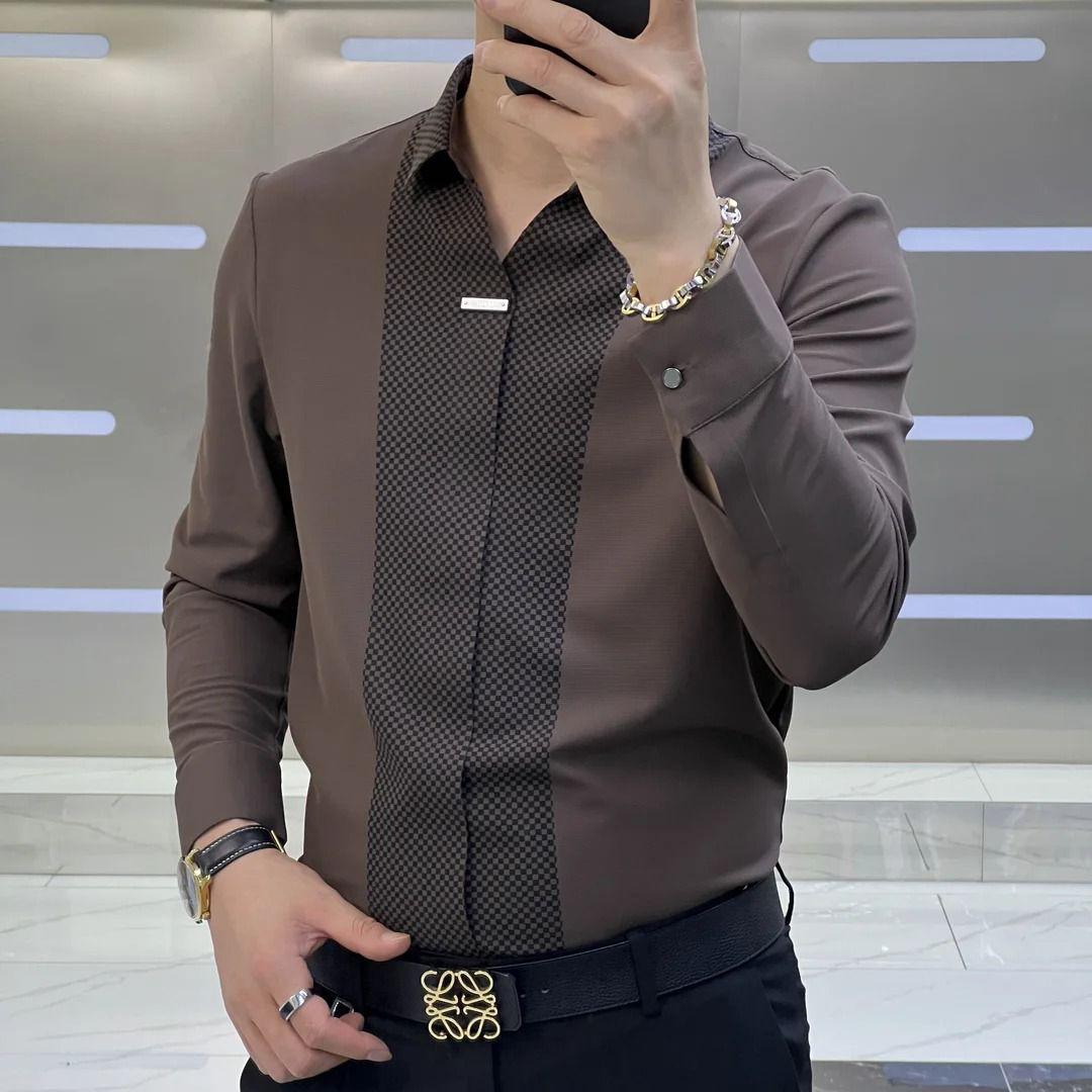 Mosaic Placket Satin Shirt