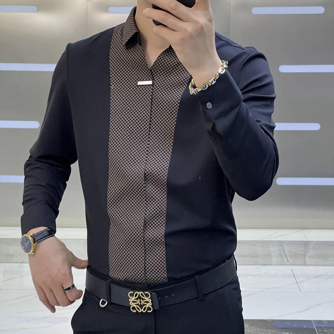 Mosaic Placket Satin Shirt